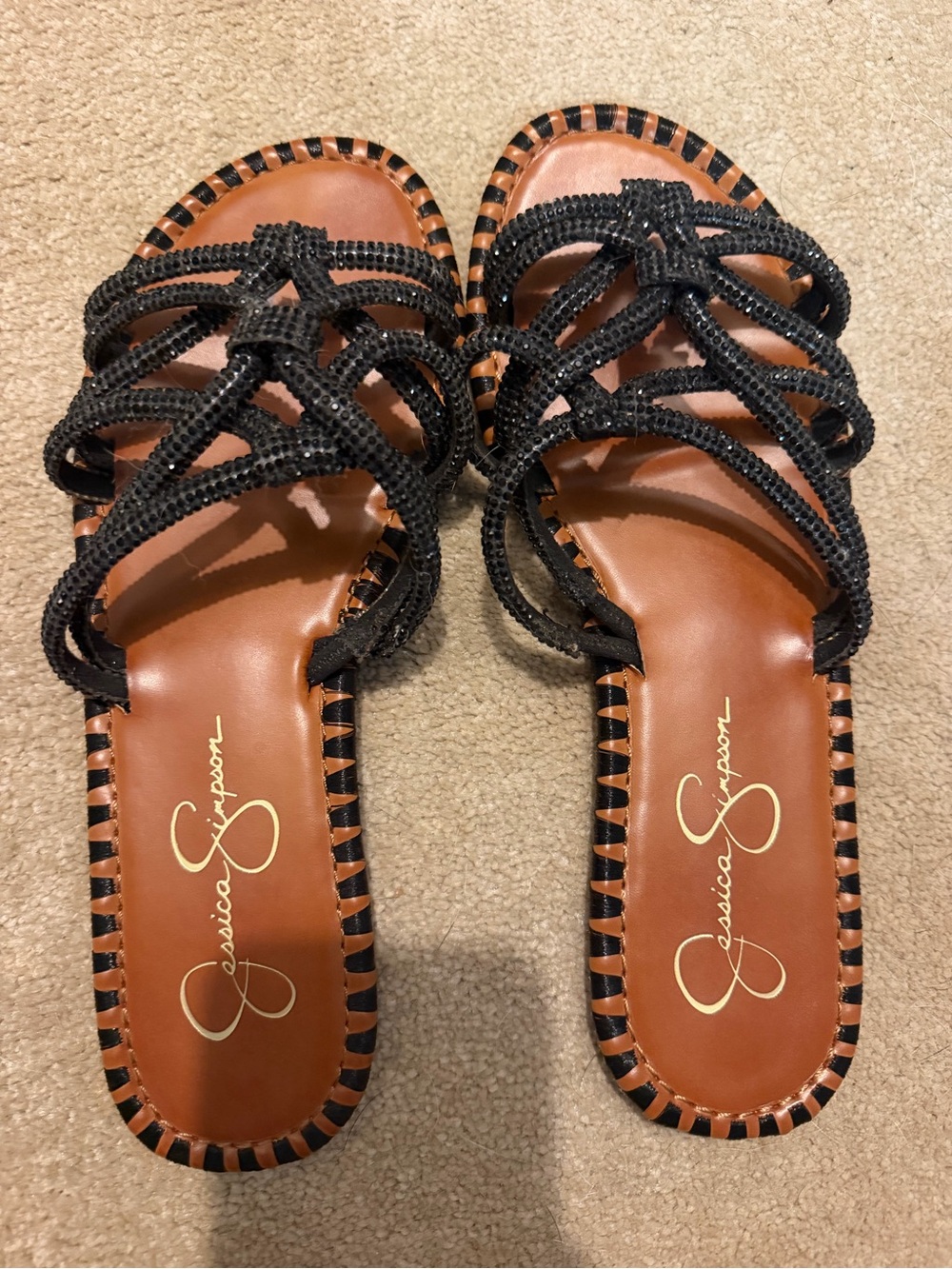 Jessica Simpson Black Braided Slide Sandals- Size 9